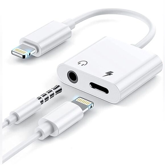 2- Pack 2 in 1 Dual Adapter, 3.5mm Headphone & Charger Splitter For iPhone User - Picture 1 of 7